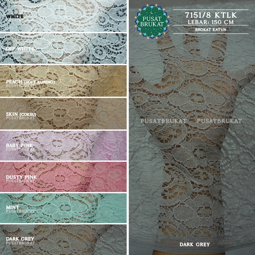 KAIN BRUKAT KATUN KEONG - 7151 KTLK - BAHAN BROKAT KATUN MOTIF KEONG [harga per 0.5m]