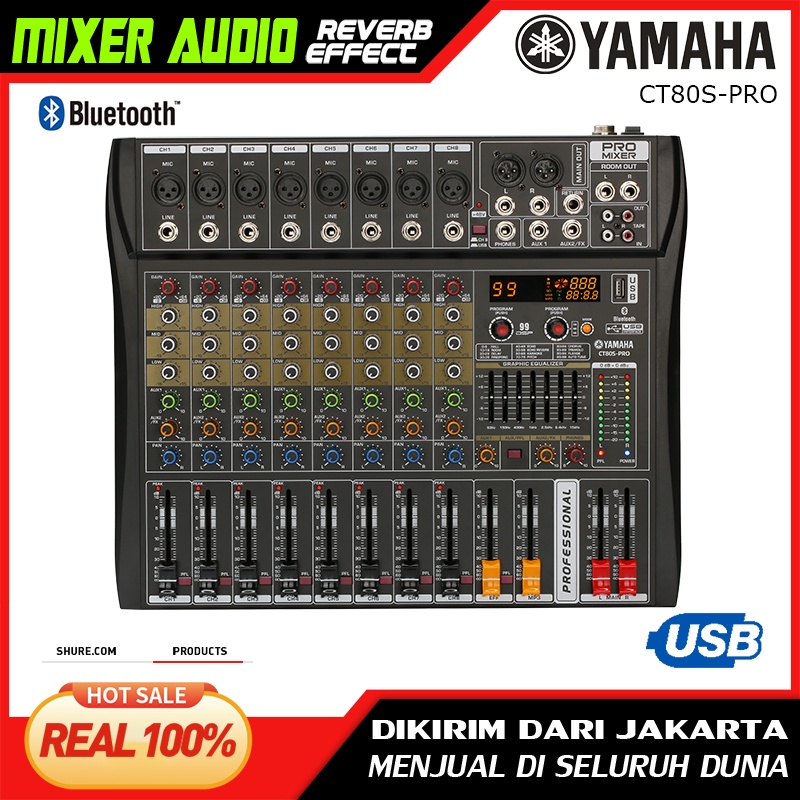 Mixer Audio Profesional CT80S-PRO 8 saluran DSP99 bawaan equalizer 2-lapisan EQ 7-band yang dapat disesuaikan Bluetooth/USB/PC/MP3 Peralatan Audio Profesional