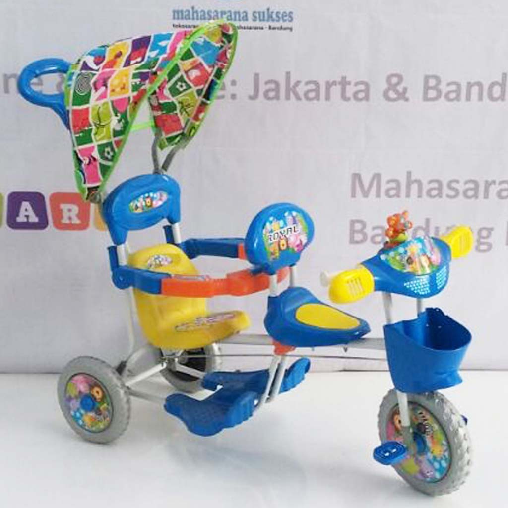 Royal RY1098C 2 Kursi Classic Baby Tiger Kanopi Sepeda Roda Tiga Biru