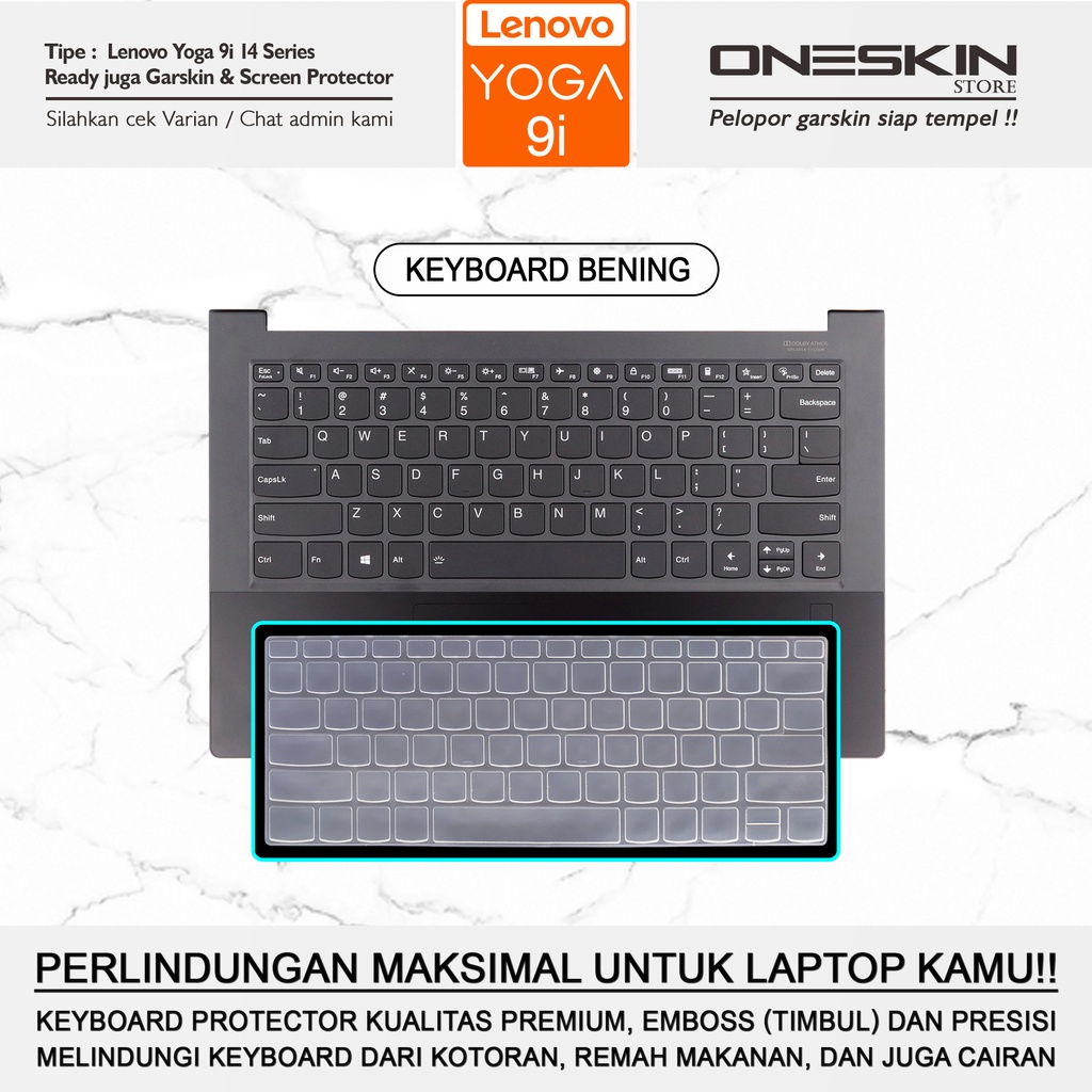 Garskin Sticker Laptop Pelindung Screen Keyboard Protector Lenovo Yoga 6-13 13ARE05 7i-14 9i-14 14ITL5 Gambar Full Body Silikon Bening Glossy Doff