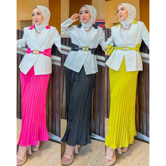 READY STOCK SET ROK BLAZER PLISKET IMPORT/SET ROK BLAZER NAGISSHOP REALPICT