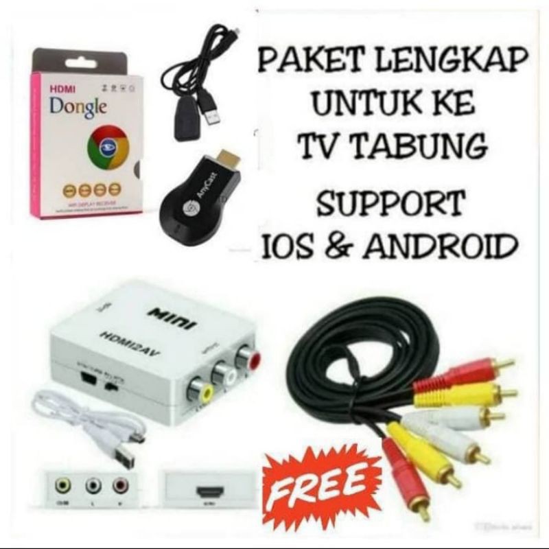 SATU PAKET ANYCAST DONGLE HDMI WIRELES UNTUK TV TABUNG