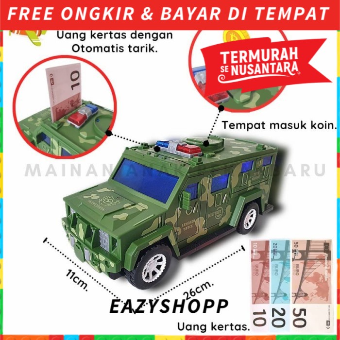 Kado Mainan Anak Mobil Mobilan Dorong TNI Uang Mainan Laki Laki Perempuan Ulang Tahun Ultah Hadiah E