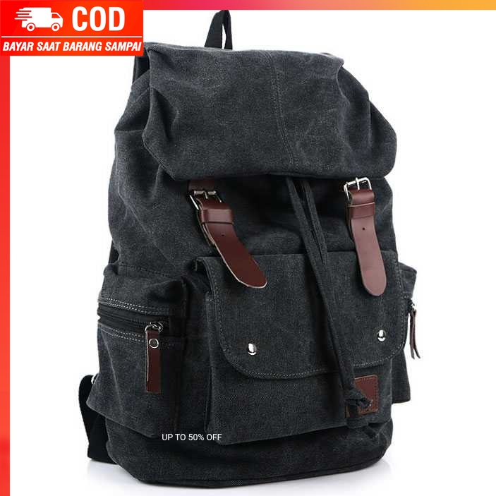 (100% BARANG ORI) Rhodey Tas Ransel Canvas Retro Vintage - Y-0208