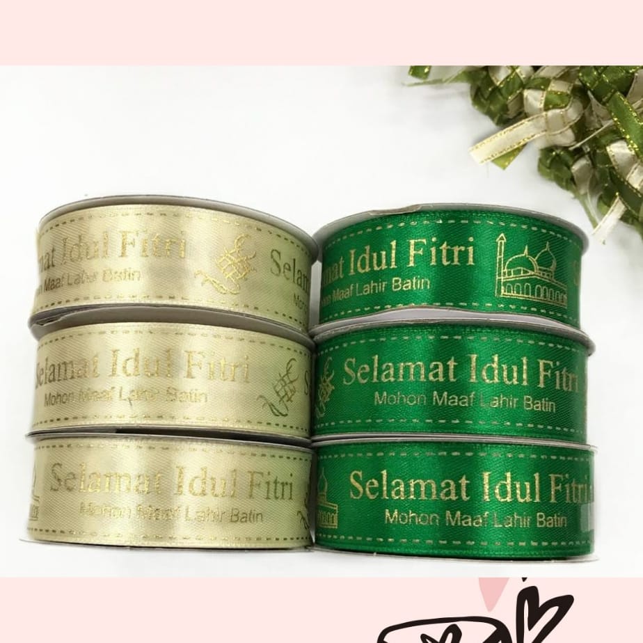 1 ROLL 25 YARD PITA SATIN IDUL FITRI | PITA LEBARAN TINTA EMAS 2.5 CM (1&quot;)