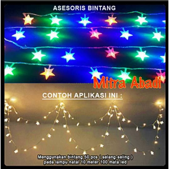 Aksesoris Lampu Natal Model Bintang 1 Sett = 10 buah