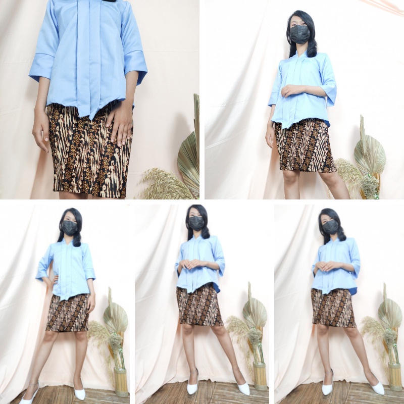 SB Collection Stelan Atasan Kebaya Afsanisah Blouse Dan Rok Plisket Midi Jumbo Batik Wanita