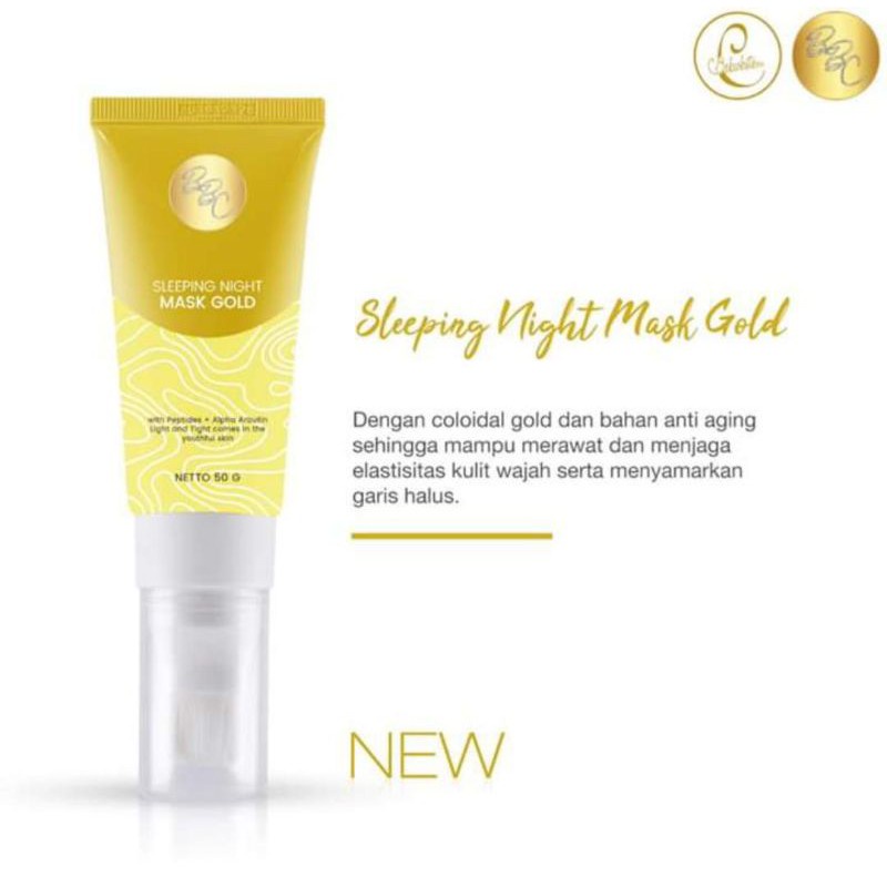 Bebwhite C BBC Sleeping Night Mask Gold Masker Peel Off Pencerah Wajah Menyamarkan Garis Halus Pada Kulit Muka 50g