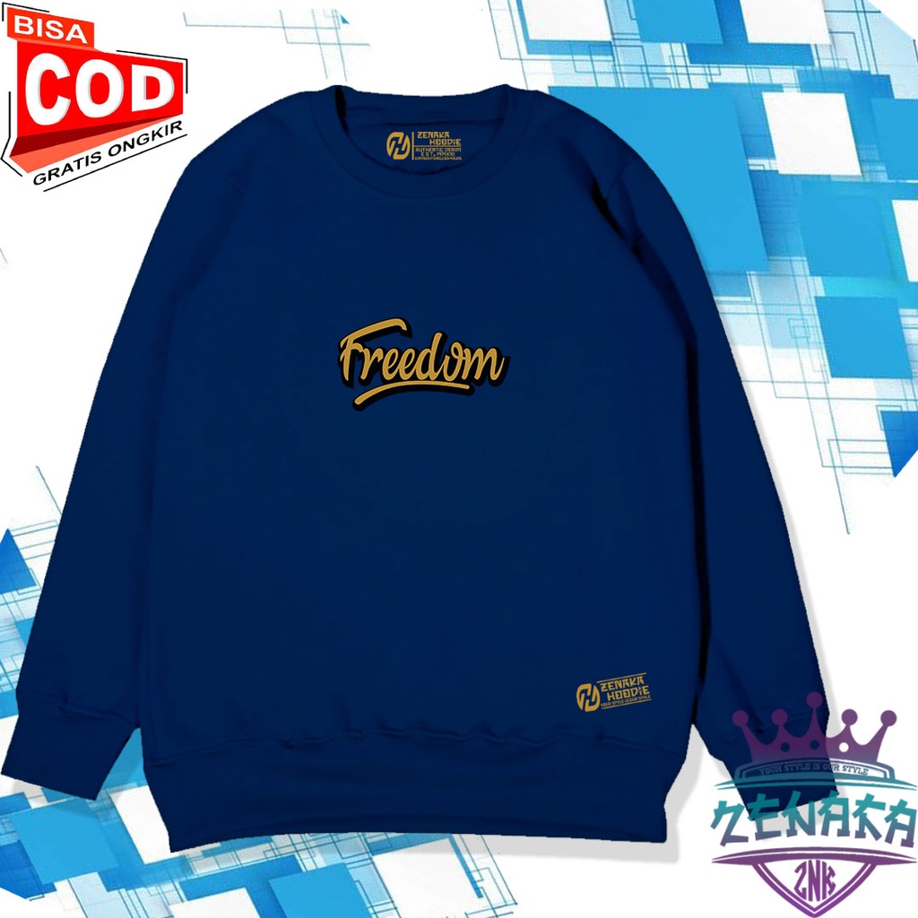 Suiter crewneck murah sablon freedom Crewneck pria distro aesthetic tebal Jaket crewneck pria keren Sweater crewneck pria distro original tebal Crewneck wanita terbaru 2022 Switerr cowok terbaru 2022 ori Zenaka