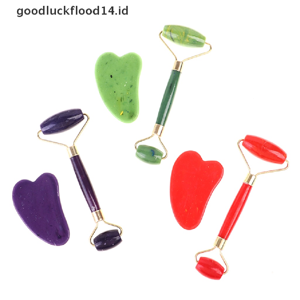 [OOID] Natural Jade Gua Sha Scraper Board Massage Rose Quartz Guasha Stone For Face Nec ID
