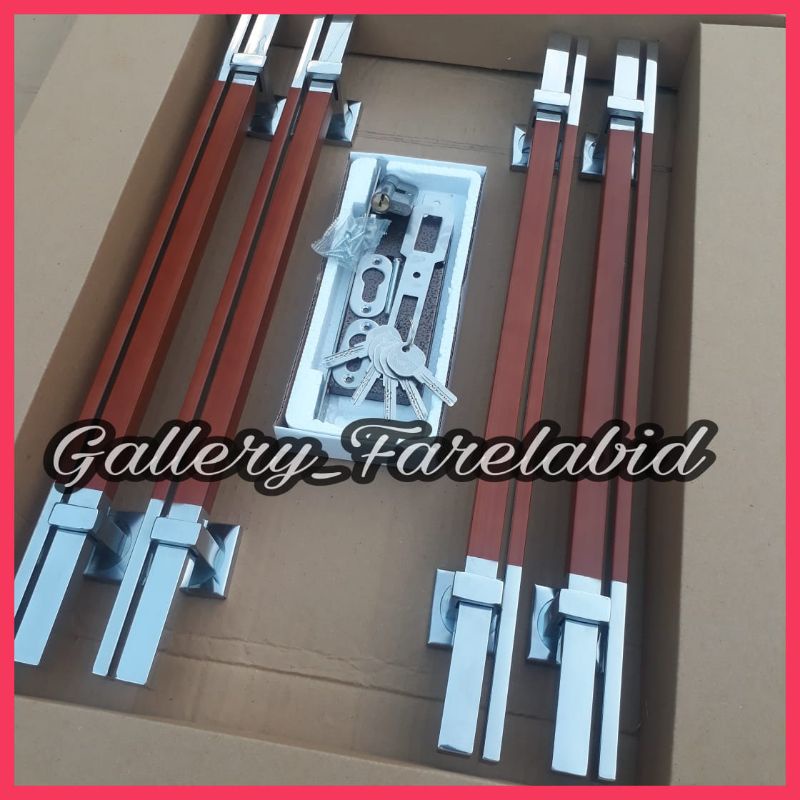 Handle Pintu Rumah Stainless 60 Cm Set Kunci Gagang Pintu Pegangan Tarikan Pintu Minimalis 45 Cm