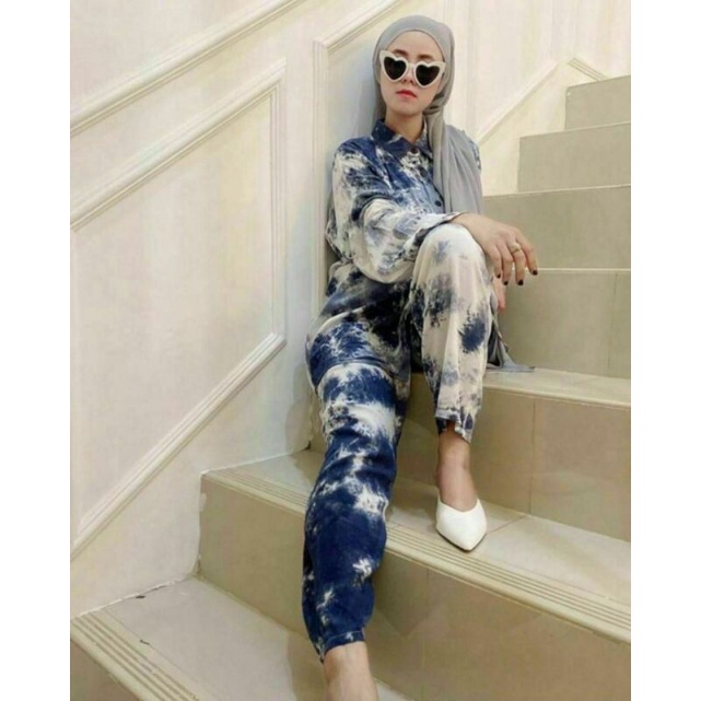 one set tie dye lengan panjang