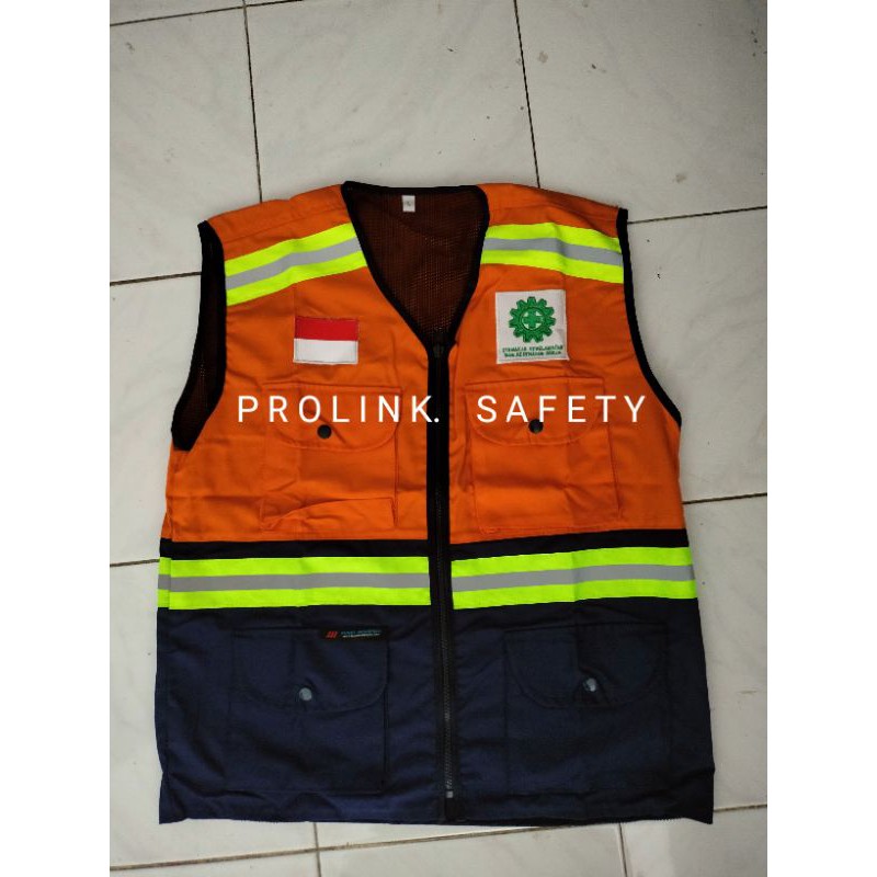 ROMPI SAFETY BAHAN KAIN DRILL ORANYE DONGKER SCOTLIGHT HIJAU