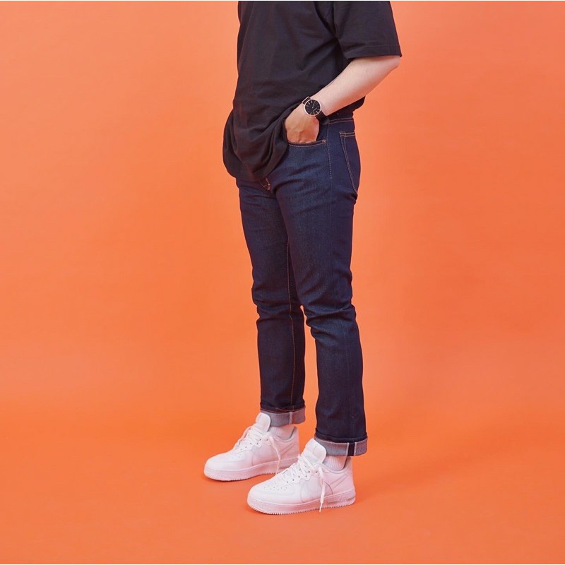 SVGE DENIM “ Hills “ Blue Deep Indigo Raw 14 Oz Stretch Denim With Redline Selvedge Accent