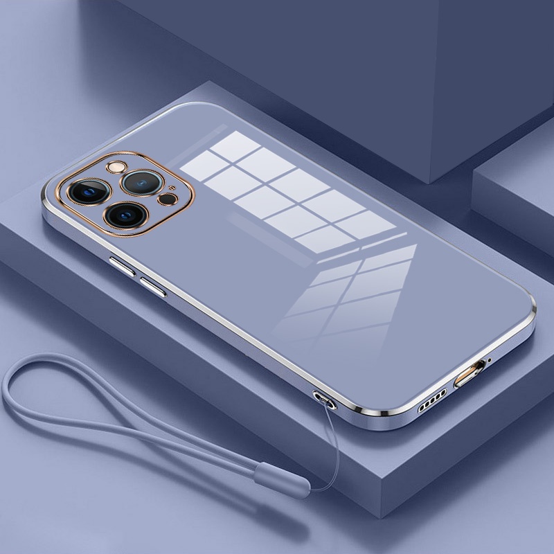 Soft Case Bahan Karet 6D Dengan Tali Untuk iPhone 6 6S Plus 7 8Plus XS Max XR 11 Pro Max