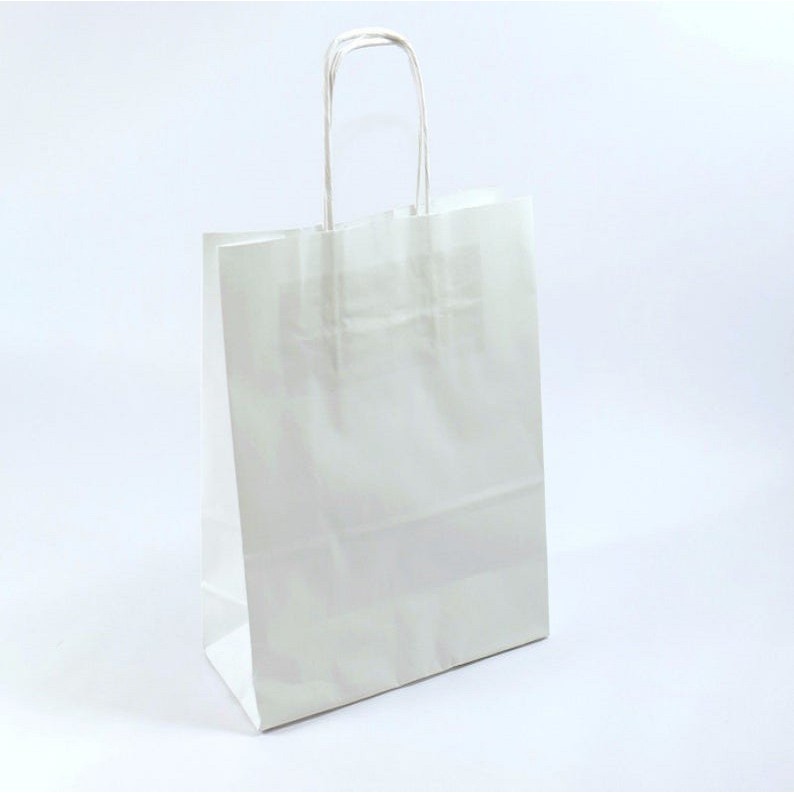 

Paper Bag Polos Putih Besar A4 29x20x9cm / Paper Bag Souvenir Wedding Polos Packing Olshop Kraft