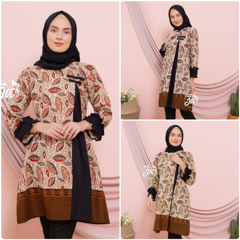 TUNIC BATIK MOTIF TREND SERAGAM BATIK BAJU BATIK WANITA CENDRAWASIH