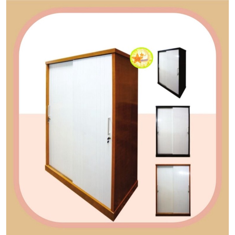 LEMARI SLIDING 2 PINTU JUMBO MAHONI