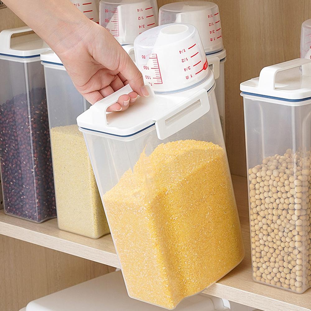 Nickolas1 Kotak Penyimpanan Biji-Bijian Dry Tank Organizer Perlengkapan Dapur Rumah Tangga Wadah Makanan Disegel Dapat