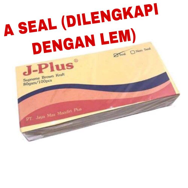 

Amplop Kertas Coklat Samson A SEAL ada perekat Lem merk J Plus J-Plus - 11 X 24 Cm isi 100pcs