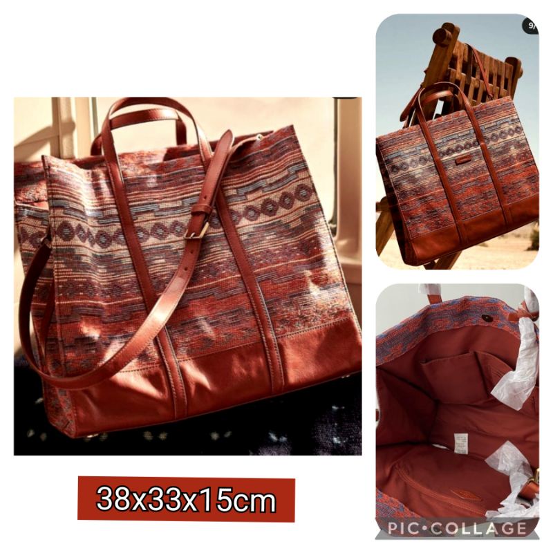 Tas Wanita Selempang Fossil Carmen Shopper Canvas Multi Red