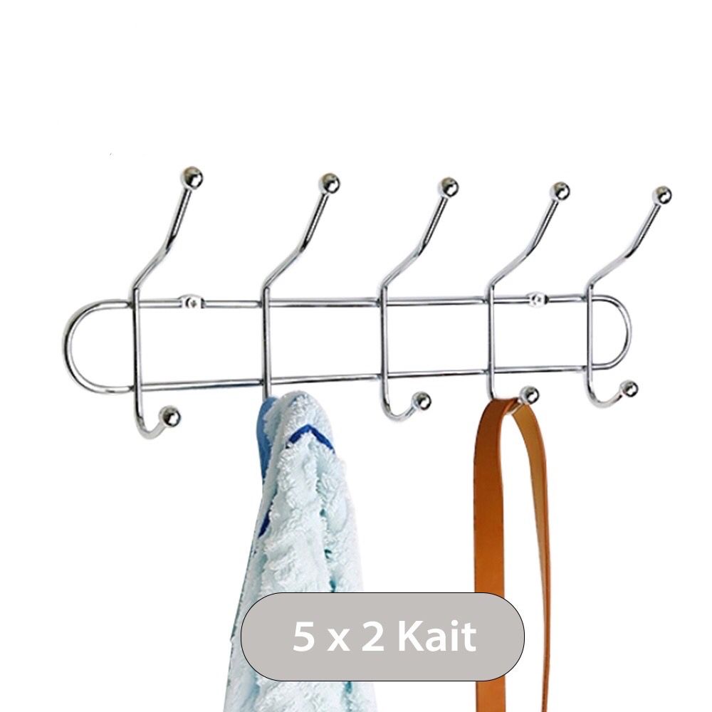 KAPSTOK DINDING TEBAL STAINLES STEEL KUAT 5, 6 7, KAIT SERBAGUNA STAINLESS GOOD QUALITY - HANGER GANTUNGAN BAJU BENDA BARANG