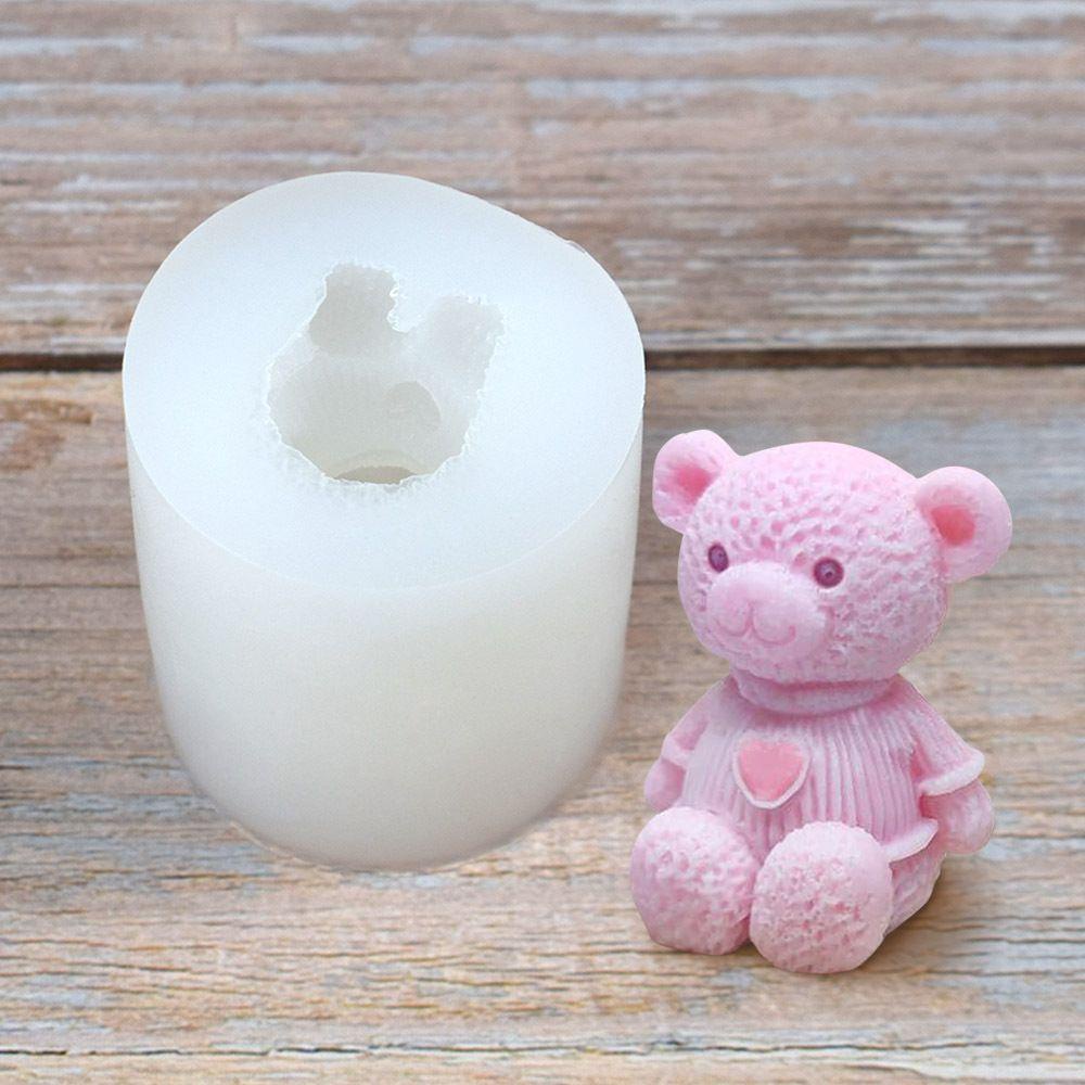 Preva Kartun Teddy Bear Cetakan Lilin Dekorasi Desktop DIY Kerajinan Tangan Epoxy Resin Silikon Mold