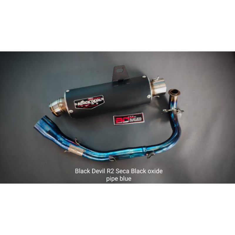 knalpot Black Devil Scoopy, beat, vario110 Black Oxide Header biru