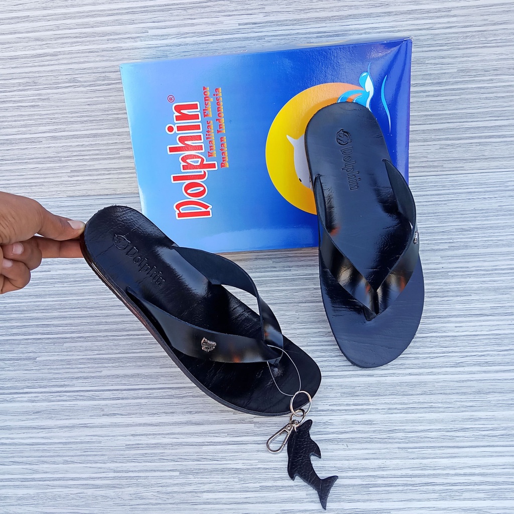 Dolphin sandal pria jepit Lyndon kulit asli original sandal pria kulit sapi asli merek dolphin