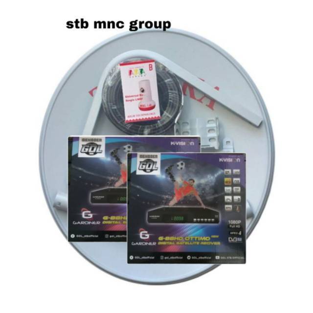 ANTENA PARABOLA 45CM LENGKAP UNTUK 2TV RECEIVER GARDINER OTTIMO FREE MNC GROUP + VOUCHER AKTIVASI