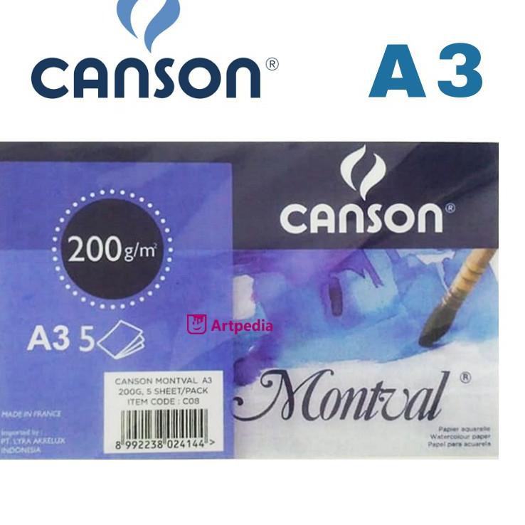 

Murah N0PPJ Canson Montval A3 200gsm 5 Sheet - Watercolour paper Montval A3 - Kertas Cat Air Canson
