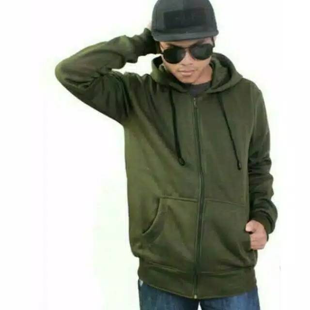 Jaket polos Unisex jumper M L XL XXL XXXL hoodie hijau army cowok cewek /jaket sweater jumbo bigsize