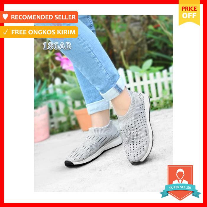 Sepatu Wanita Slipon Sock Gutji 186 Putih, 36