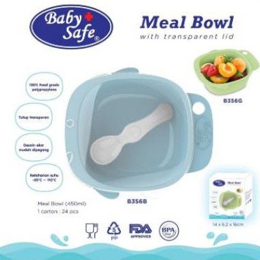 Baby Safe Meal Bowl With Transparent Lid Kode B356