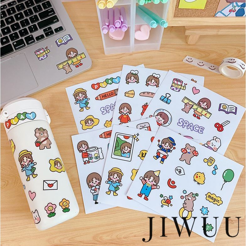 

1pcs Sticker Cute Cartoon Girl & Boy Stiker Hias Jurnal Stiker Box