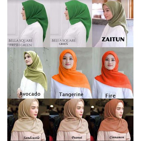 1 kg isi 16 pcs jilbab hijab segi empat BELLA SQUARE 