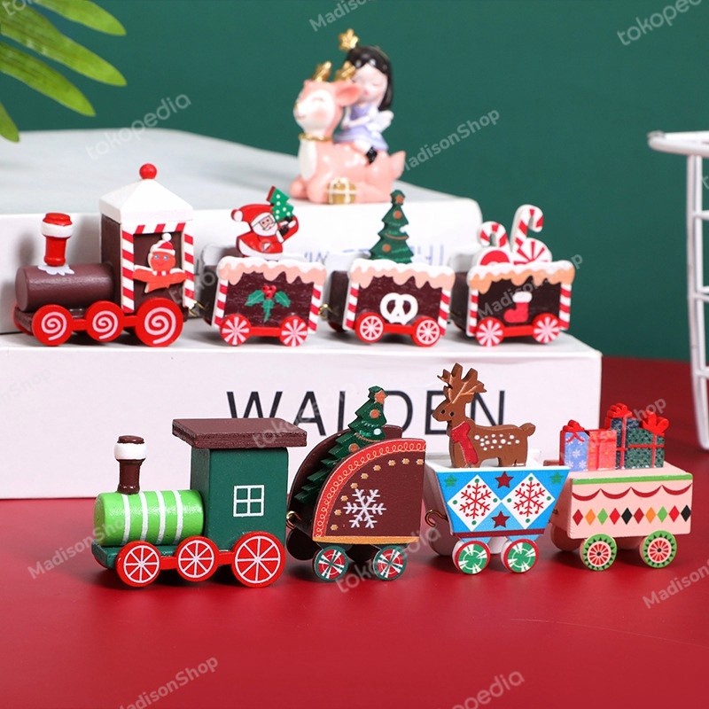 Kereta Kayu Candy Natal Christman Train Model Permen Kqdo Natal Murah