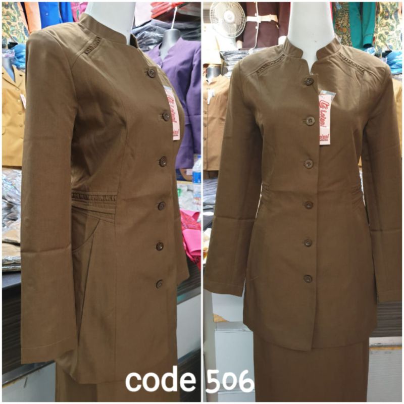 seragam Dinas Wanita Khaki Set Rok Span Blazer Pemda Kheki Stelan Celana Seragam PNS Pemda Tua Set R