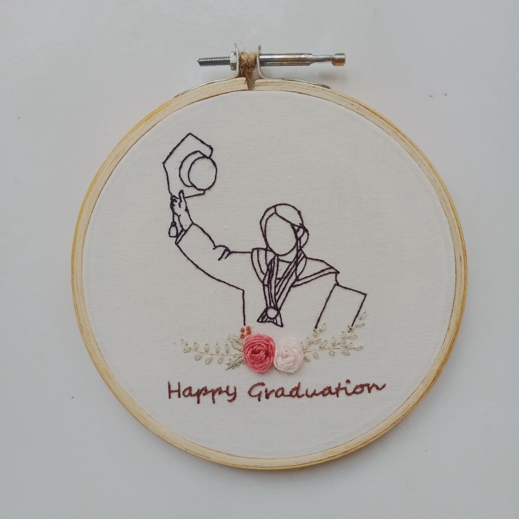 Embroidery Hoop Art-Custom Gift untuk Hadiah Wisuda