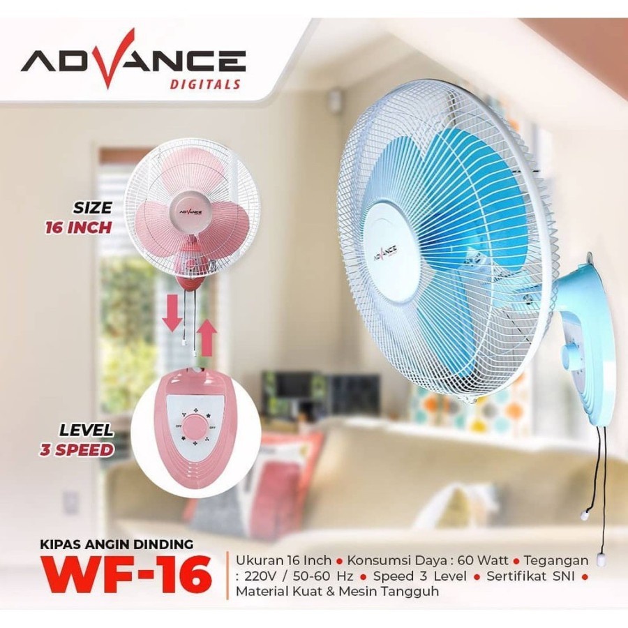 Kipas Angin Dinding 16 inch ADVANCE Wall Fan 16 inch Gantung Tembok - WF-16