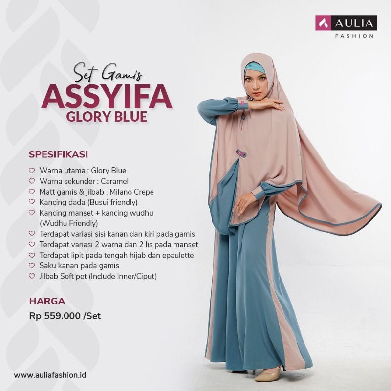 Set Gamis Aulia Fashion ASSYIFA GLORY BLUE