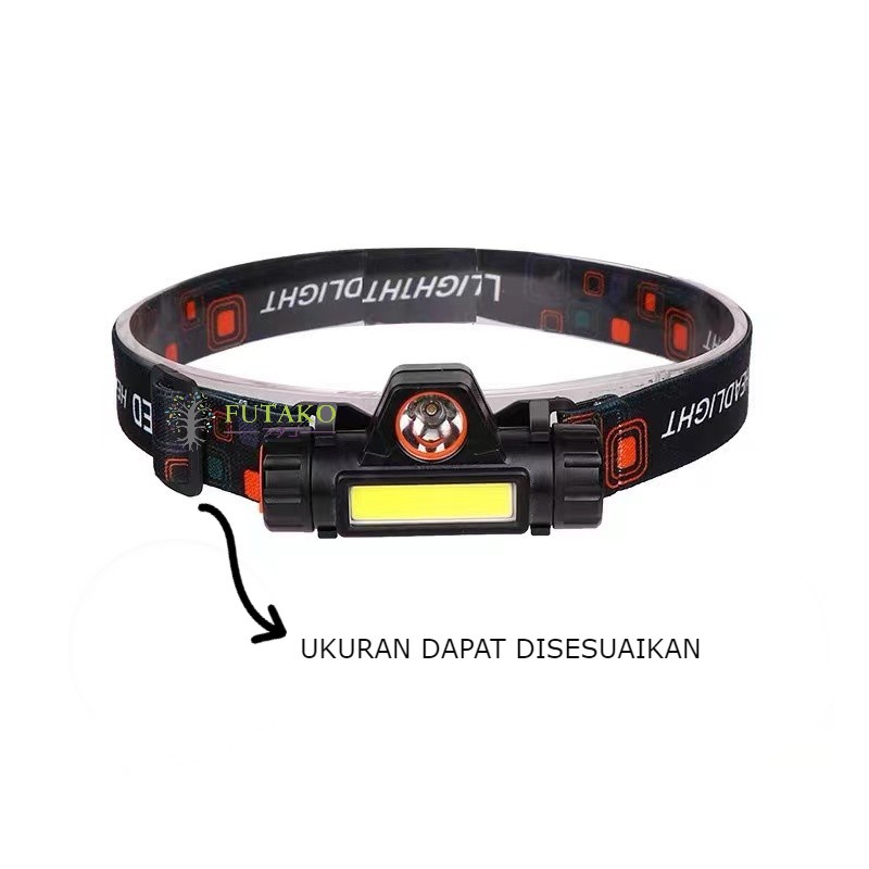 FUTAKO Senter Kepala High Power Head Lamp COB Rechargeable Plus Magnet