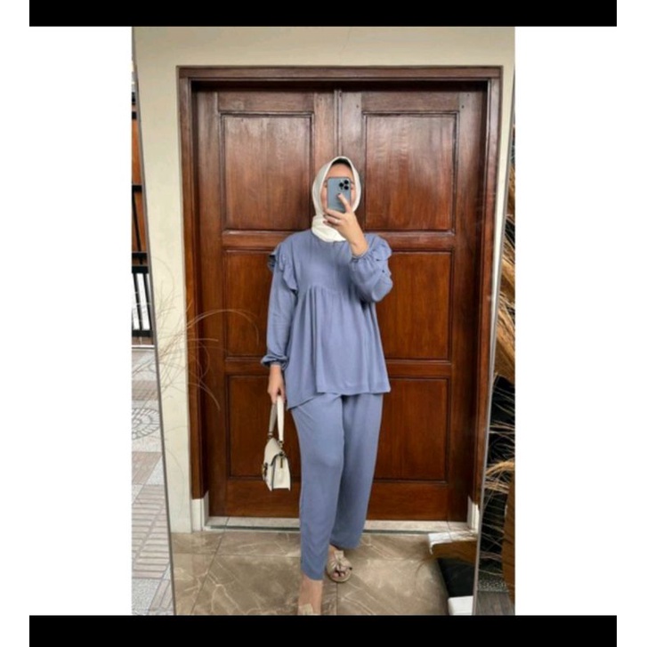 ONE SET WANITA HIJAB STYLE CRINGKLE AIRFLOW OOTD KEKINIAN MURAH