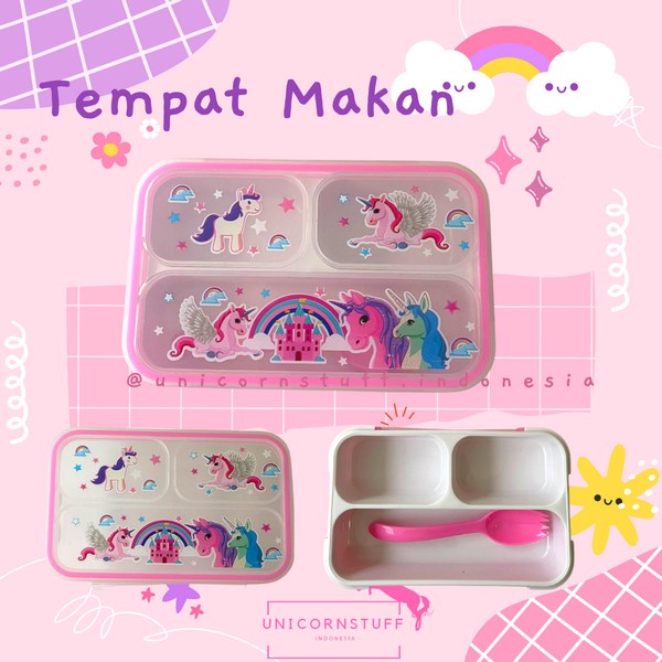 Tempat Makan Unicorn Pony Anak Sekolah Cewek Perempuan Bekal Lunch Box