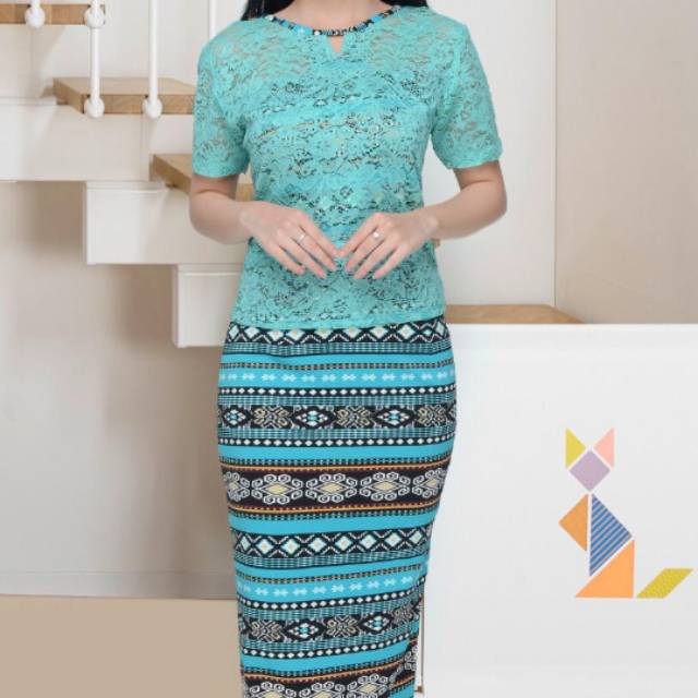 Stelan blouse brokat rok import