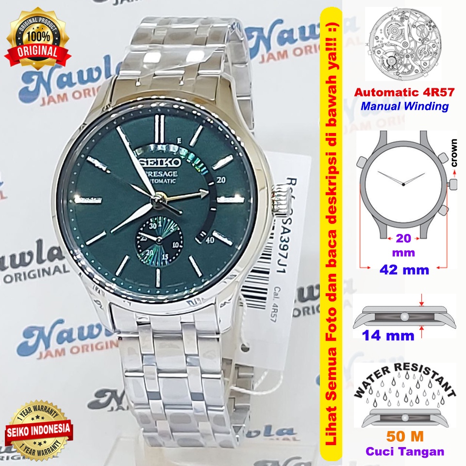 Seiko Presage SSA397J1 Zen Garden Automatic Green Sand Dial - Jam Tangan Pria SSA397