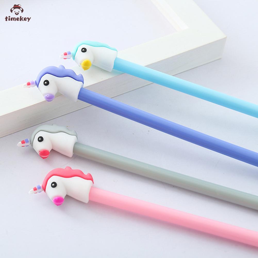 【TK】4 Patterns Cartoon Unicorn Gel Pen Kawaii Stationery 0.5 MM Cute Pen Black Ink School Office Supply