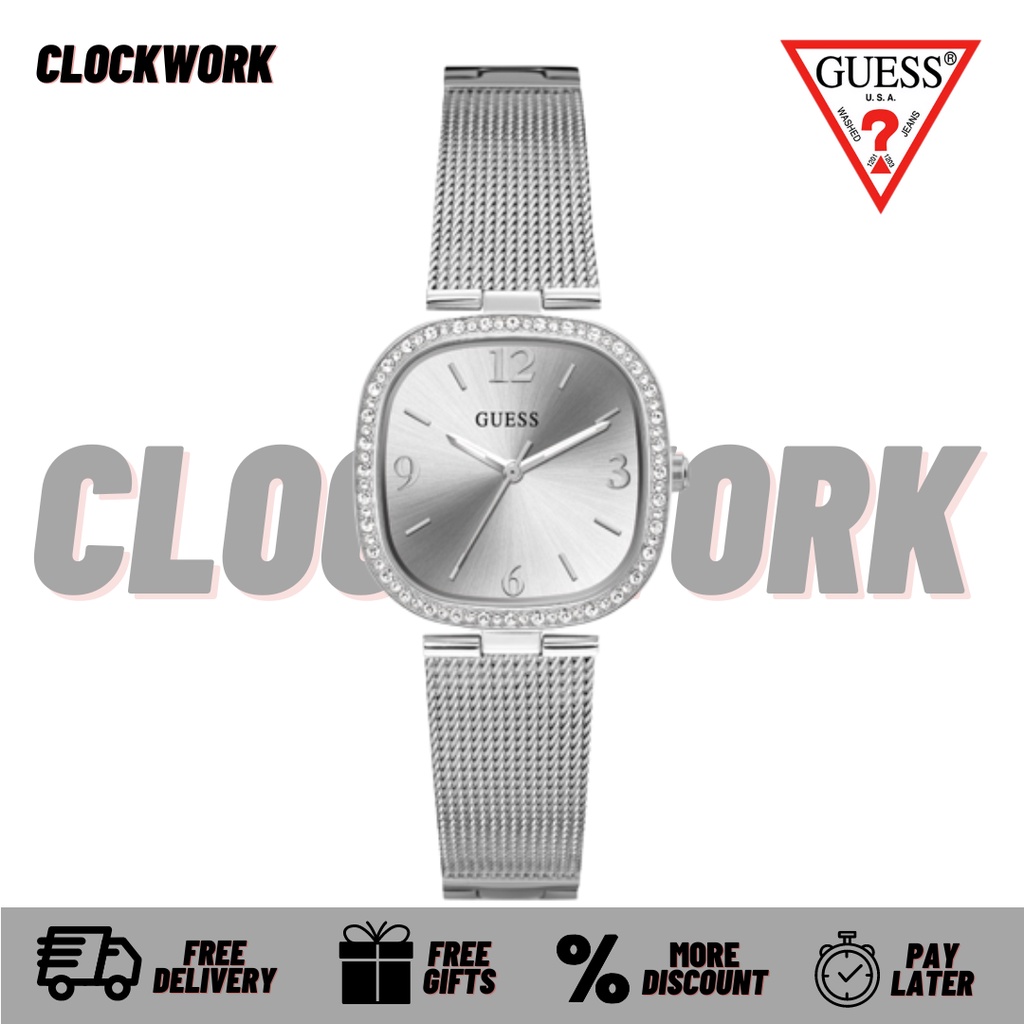 Jam Tangan Guess Ladies Watch Silver TAPESTRY - GW0354L1 Wanita Mesh ORIGINAL