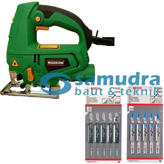 DISKON BESAR MODERN Mesin Jigsaw M-2200L & BOSCH Mata Gergaji Kayu T111C Besi T118A