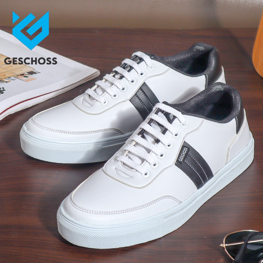 GESCHOSS [GS7809] Sepatu Sneakers Pria Puith List Hitam Sepatu Lokal ORI Murah Pria Sekolah Kuliah Kerja